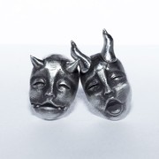 白木黑冰原创设计925纯银般若耳钉男女百搭个性面具耳钉复古耳钉