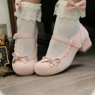 小奶泡久久lolita原创中跟圆头，甜美可爱娃娃，单鞋洛丽塔女皮鞋