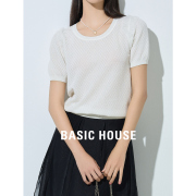 basichouse百家好短袖，针织衫女t恤夏2024别致绝美小上衣女