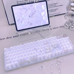 前行者K520透明冰块机械键盘青轴女生办公游戏朋克阿米诺鼠标套装