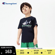 Champion冠军儿童24夏季男中小童棉针织卡通T恤短裤套装