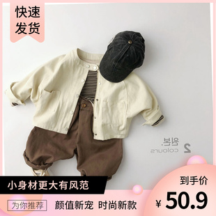 儿童套装2021春秋男童女童蝙蝠袖韩版拼接棉外套纯色休闲外套