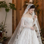 复古蕾丝花边头纱样片拍照影道具楼摄影森系新娘结婚造型头饰