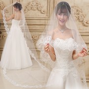 白色韩式新娘头纱超长3米5米10米拖尾蕾丝结婚纱礼服配件头纱