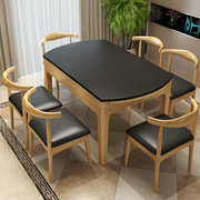 火烧石餐桌椅组合实木现代简约伸缩折叠多功能带电磁炉北欧圆饭桌