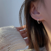 S925纯银耳圈耳饰男女简约设计感轻奢耳钉圆圈圈耳环2023年