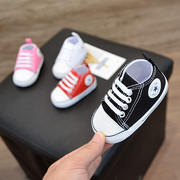 春秋婴儿鞋0-1岁宝宝，帆布鞋系带软胶底防滑鞋子0-6-12个月幼透气