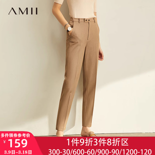 amii女裤春季2024锥形裤，卡其色显瘦烟管，裤休闲高级灰西装裤