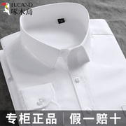 啄木鸟白色衬衫男士短袖长袖夏季商务，正装工装职业中青年蓝棉衬衣