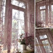 美式田园窗帘透光紫粉色蕾丝外贸成品窗帘窗纱门帘阳台飘窗纱帘