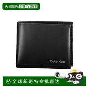 自营calvin klein凯文克莱皮革男式钱包-黑色 美国奥莱直发
