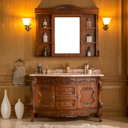 帝谷美国红橡木，欧式浴室柜豪华卫生间仿古浴室柜，镜柜组合