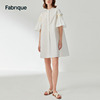 Fabrique抽褶荷叶边设计衬衫连衣裙2023夏季芭比娃娃裙女裙子