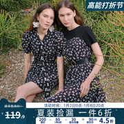 高端699元蔓系列拼接假两件雪纺碎花时尚连衣裙2023夏季女装
