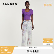 sandrooutlet春秋女装时尚，修身多巴胺紫色针织，t恤上衣sfppu01780