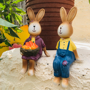 情侣兔子摆件户外阳台庭院装饰品桌面家居摆件树脂工艺品创意摆件