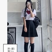 特大码女装微胖MM200斤遮肚JK制服衬衫日系学院奶白短袖衬衣班服