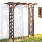 户外庭院碳化防腐实木拱门，花园装饰门葡萄架网格爬藤花架子栅栏门