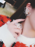 日韩潮人夸张个性大气水晶花朵耳环戒指女气质花环食指戒指环套装
