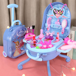 儿童女宝宝化妆品台盒爱沙艾莎爱莎艾沙公主拉杆箱女孩的玩具