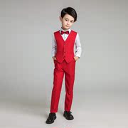 2018男童红色礼服小西服外套儿童西装钢琴演出服小男孩秋冬季