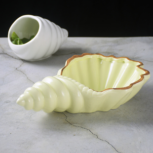 海鲜创意异形海螺碗捞汁餐具不规则商用高颜值陶瓷沙拉碗造型盘子