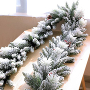 圣诞节装饰27米藤条花环植绒落雪，酒店场景布置门挂豪华pe混合