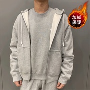 耐克灰色加厚卫衣男装2022冬季运动服保暖长袖套头衫DR0404