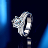 莫桑石钻戒(石钻戒)女戒指，纯银镀au750白金，铂金指环结婚情侣对戒许愿