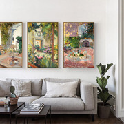 花园索罗拉单幅油画布，欧式风景装饰画客厅沙发，背景无框画餐厅挂画