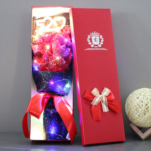 七夕情人节创意礼物可以亮的玫瑰香皂花盒送女友老婆少女心礼盒套