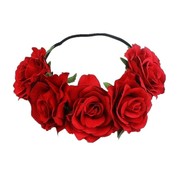 5朵玫瑰花朵发带欧美新娘度假仿真花环配饰，狂欢节派对头饰女