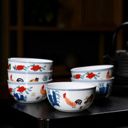 家用斗彩鸡缸杯茶杯品茗杯，单个陶瓷纯手工，大明成化仿古玩功夫茶具