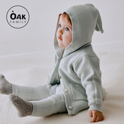 oakfamily毛衣婴儿外套宝宝春装，2024连帽上衣，男女儿童开衫针织
