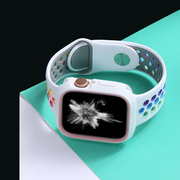 适用苹果手表iwatch9表带彩虹applewatch8表带7/6/5/4/3代通用运动保护壳硅胶手41/45mm/40/44男女款白色