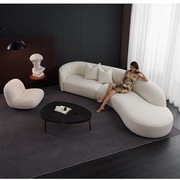 北欧轻奢小户型客厅极简现代科技布沙发(布沙发，)意式布艺转角异形组合沙发