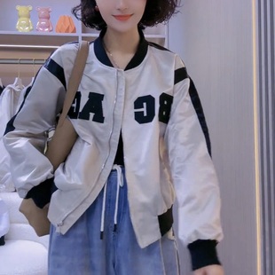 小个子美式立领棒球服外套，女短款宽松薄款韩版上衣2024春季潮