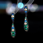 s925银针小众设计高级感耳饰锆石镶嵌水滴形耳坠韩国网红气质耳环