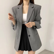 韩国chic春季复古高级气质西服宽松百搭休闲长袖西装短外套女