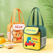 小学生饭盒袋手提保温午餐包大号便携手拎儿童可爱卡通帆布便当包