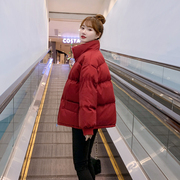 棉衣女2022红色韩系设计感羽绒，棉服学生冬季加厚面包服小棉袄