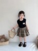 夏季女童荷叶领无袖娃娃，衫套装韩版宝宝可爱竖条纹裙裤两件套