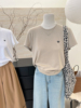 小哲 韩版刺绣t恤女短袖夏季2024高级感白色体恤打底衫女上衣