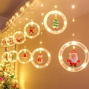 圣诞树挂件节日店铺橱窗布置创意，圣诞节装饰窗帘灯，场景布置小饰品