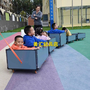 幼儿园户外安吉游戏儿童拖拉小火车室外木质玩具收纳车木制推车