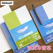 nakabayashi仲林 5mm方格活页本替芯26孔内芯B5文具本学生横线可拆卸线圈空白可替换芯记事本子会议办公用