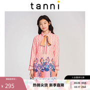 tanni女装夏季喇叭长袖设计感印花连衣裙子商场同款TI31DR393A