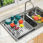 304不锈钢可折叠沥水架水槽收纳置物架厨房碗碟洗碗池放碗沥水篮