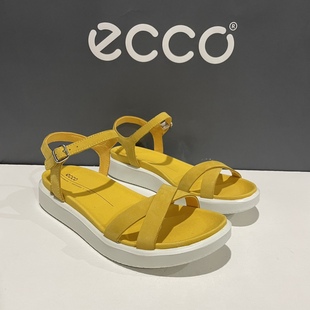 ECCO爱步女鞋一字扣带凉鞋平底露趾沙滩鞋罗马凉鞋尤玛857923