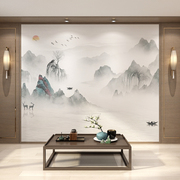 新中式壁布电视背景墙卧室客厅沙发立体浮雕墙纸大气水墨山水壁画